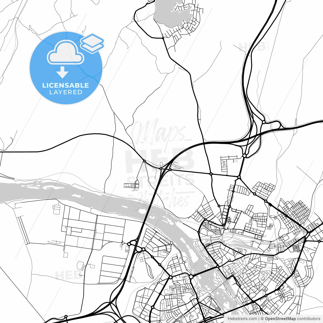 Layered PDF map of Mérida, 6800, Spain