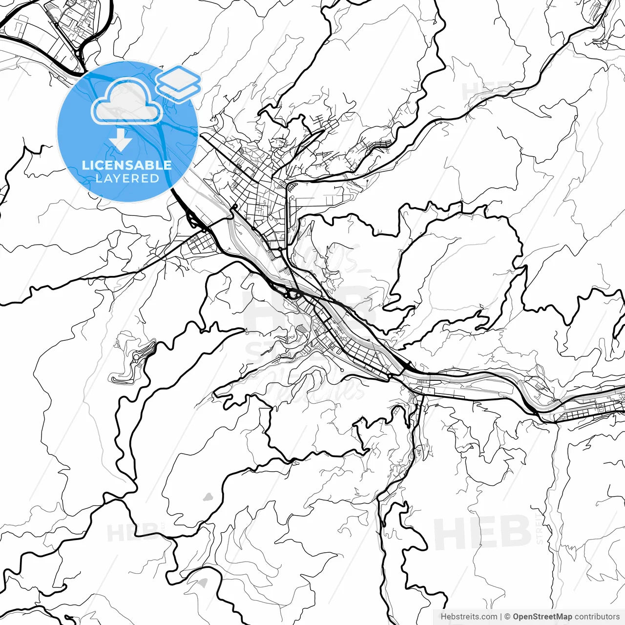Layered PDF map of Sama, Asturias, Spain