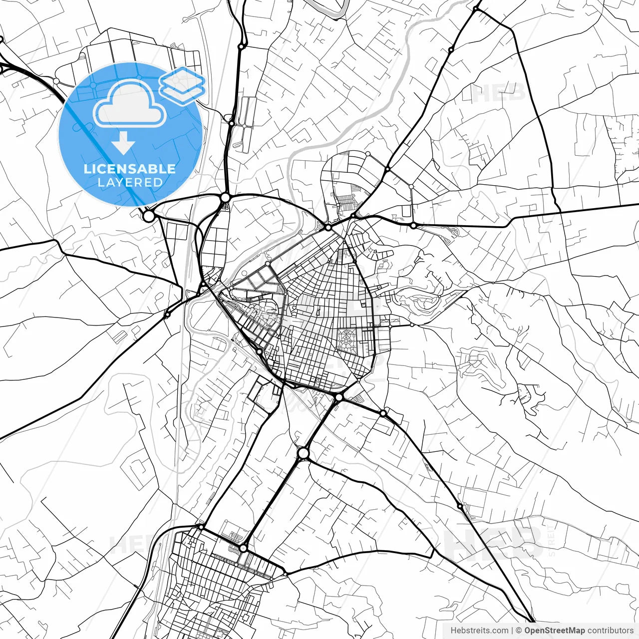 Layered PDF map of Alzira, Valencia, Spain