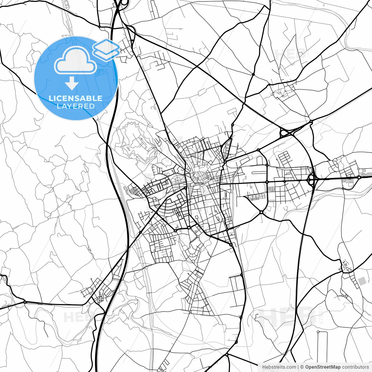 Layered PDF map of Figueres, Girona, Spain