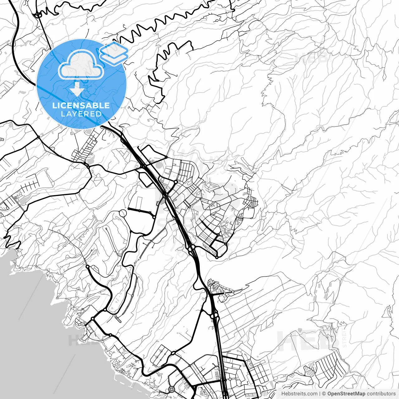 Layered PDF map of Adeje, Santa Cruz de Tenerife, Spain