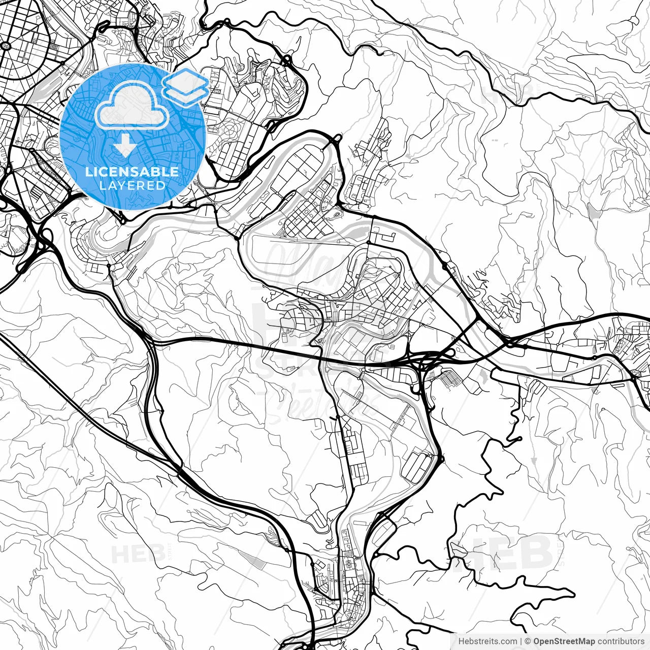 Layered PDF map of Basauri, Biscay, Spain