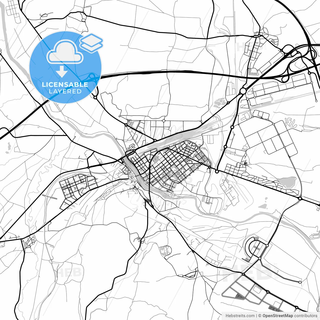 Layered PDF map of Miranda de Ebro, Burgos, Spain