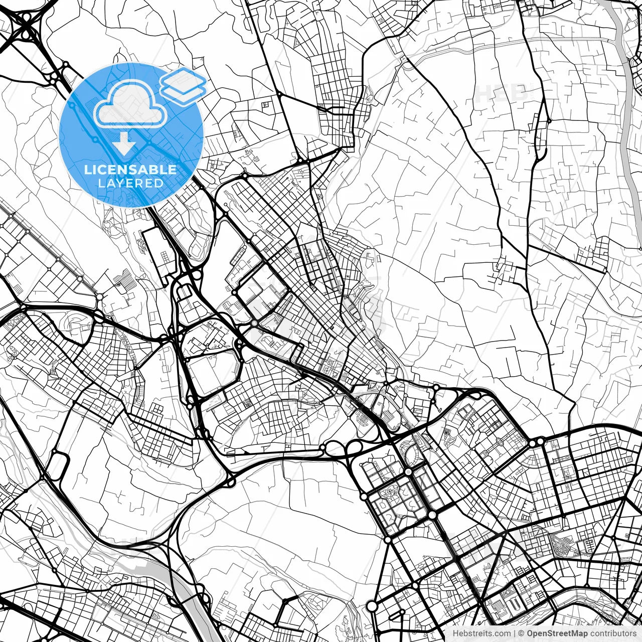 Layered PDF map of Burjassot, Valencia, Spain