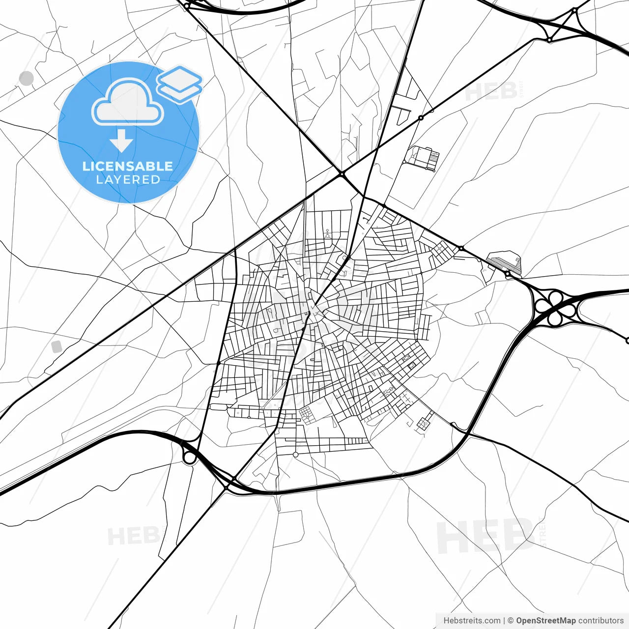 Layered PDF map of Tomelloso, 13700, Spain