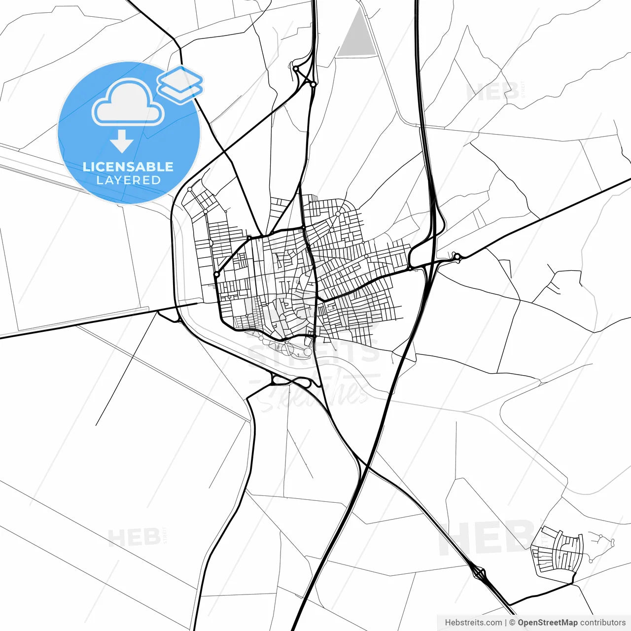 Layered PDF map of Los Palacios y Villafranca, Seville, Spain