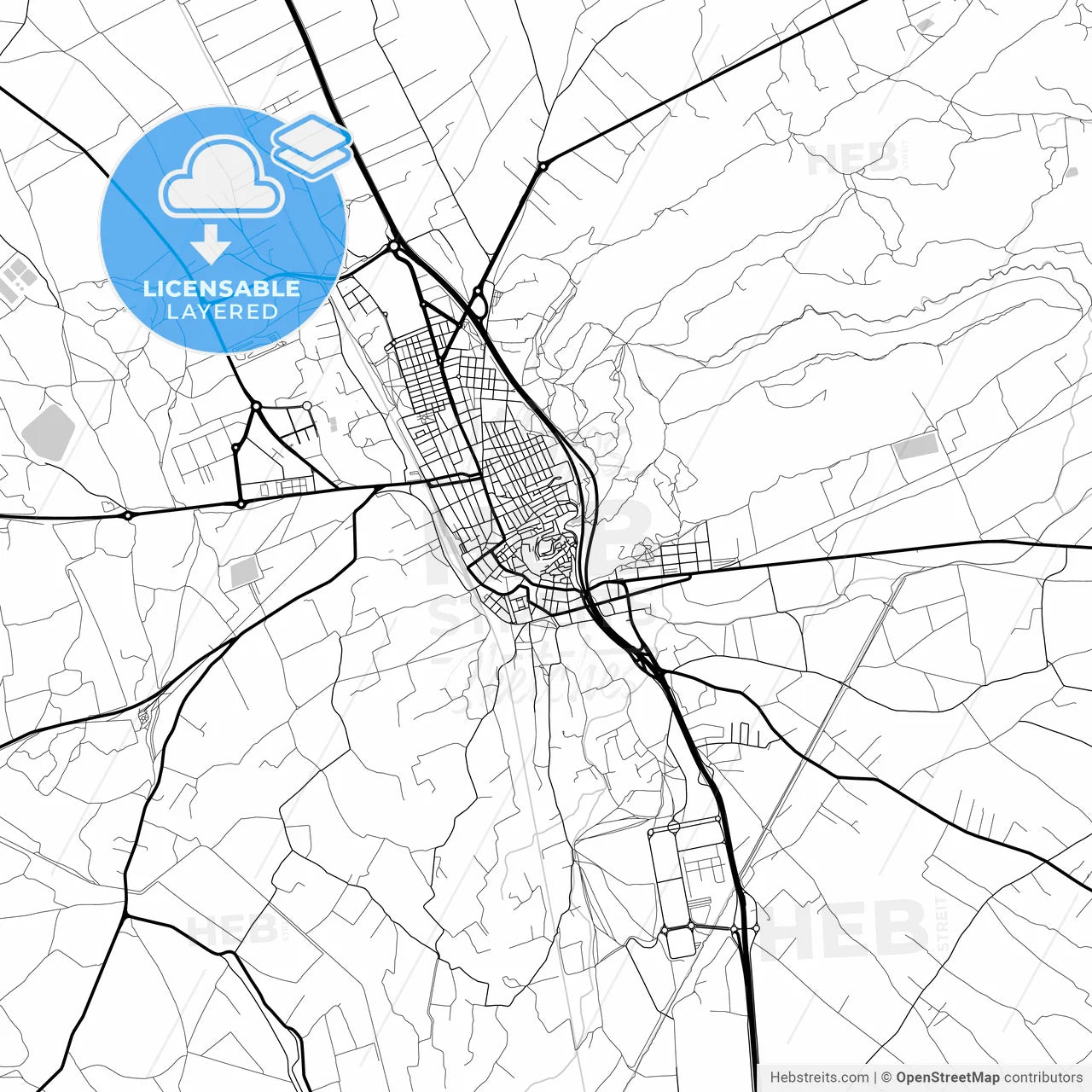 Layered PDF map of Villena, Alicante, Spain