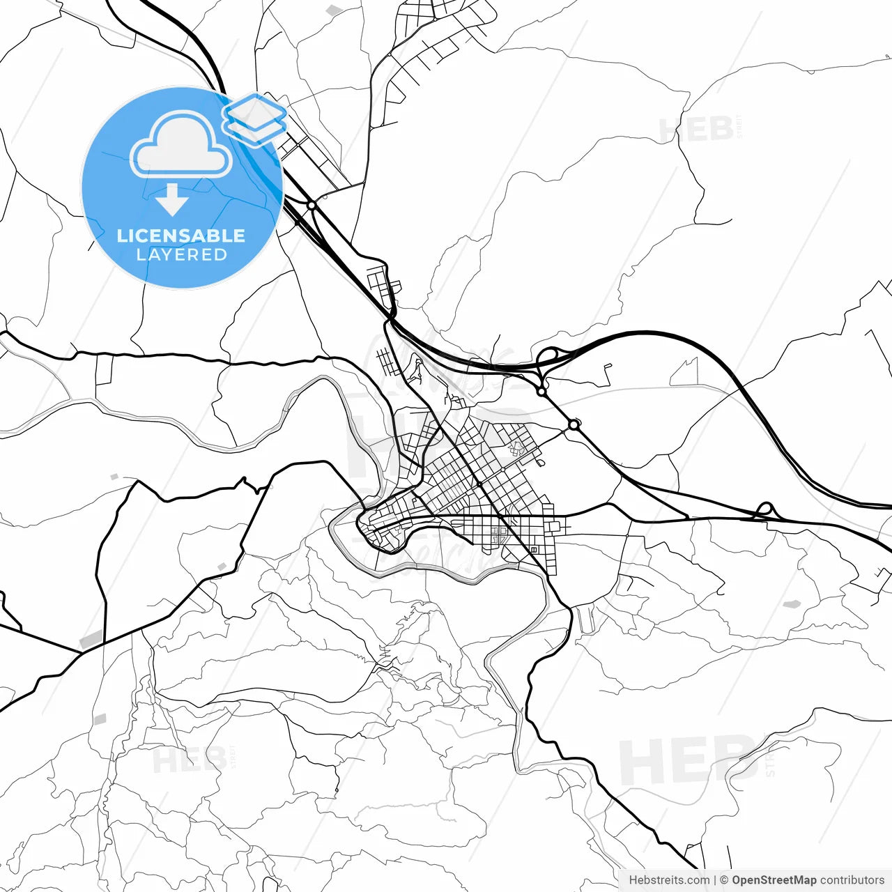 Layered PDF map of Cieza, Murcia, Spain
