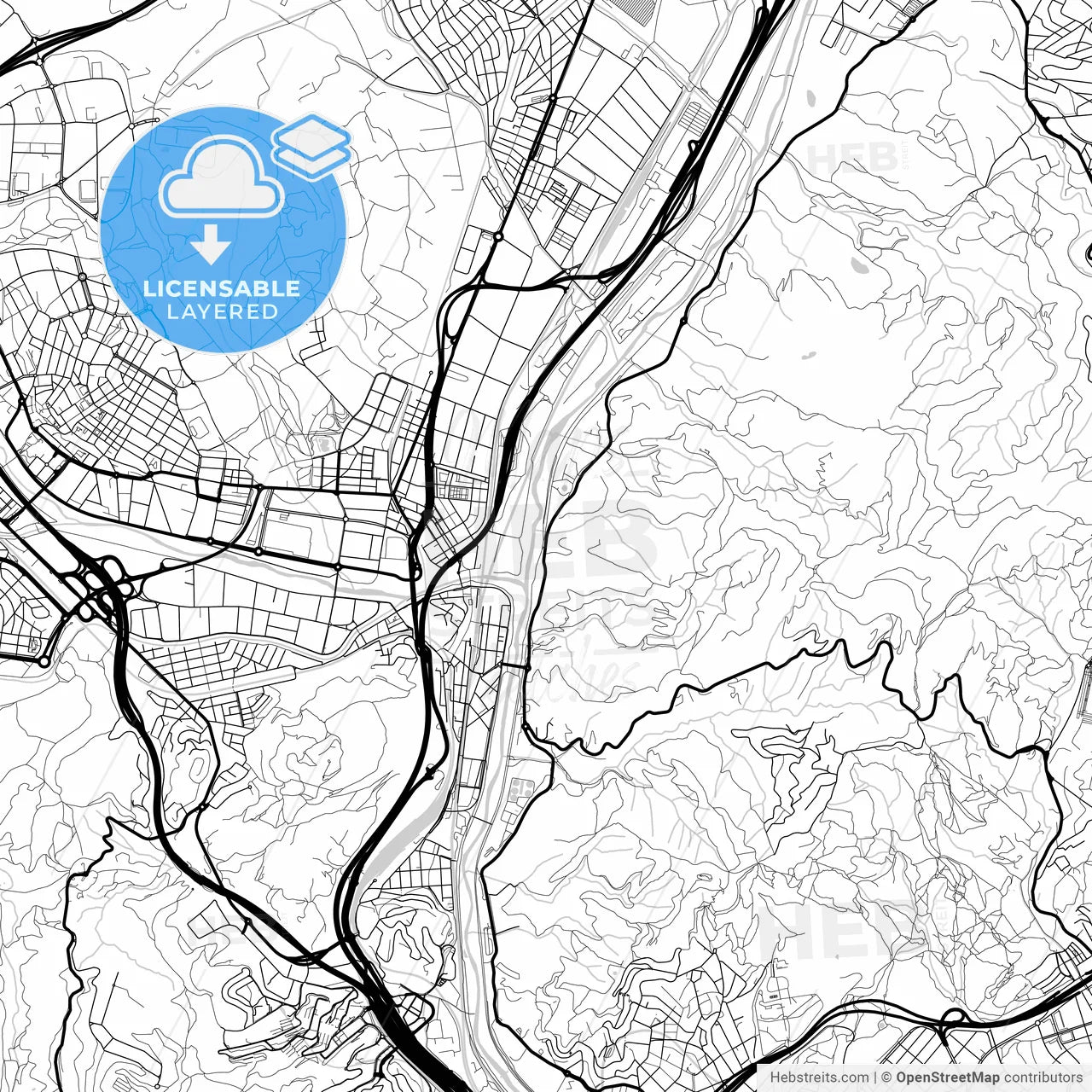 Layered PDF map of Montcada i Reixac, Barcelona, Spain