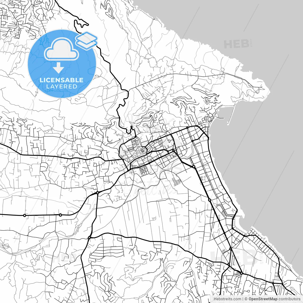 Layered PDF map of Javea, Alicante, Spain