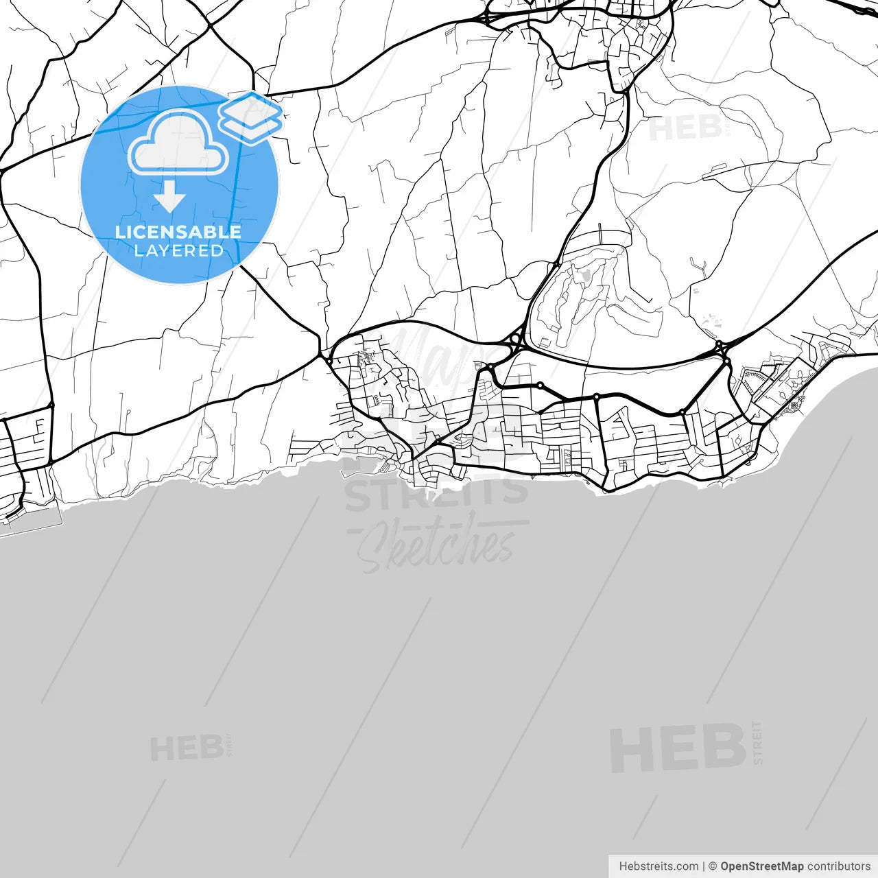 Layered PDF map of Puerto del Carmen, Las Palmas, Spain