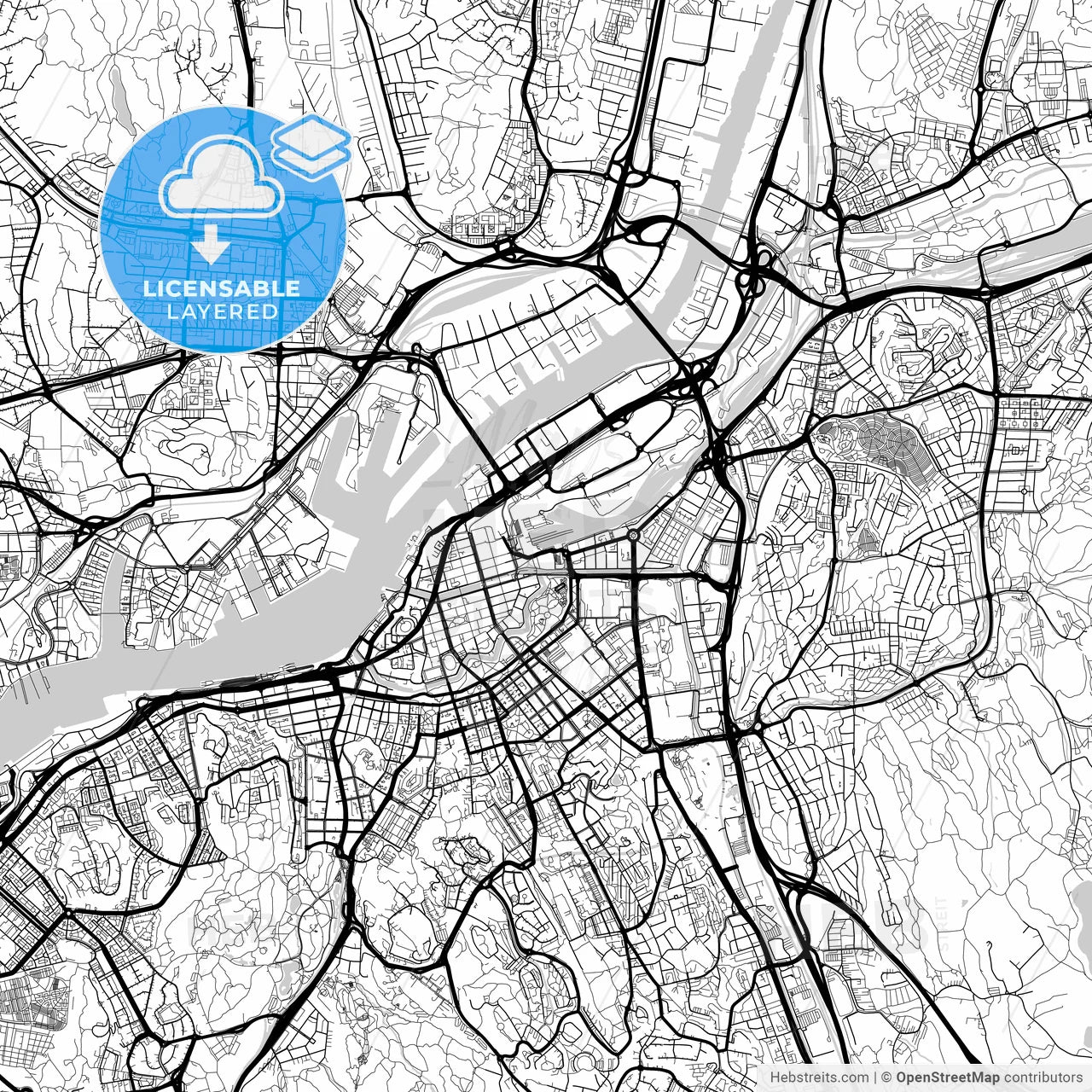 Layered PDF map of Gothenburg, Sweden
