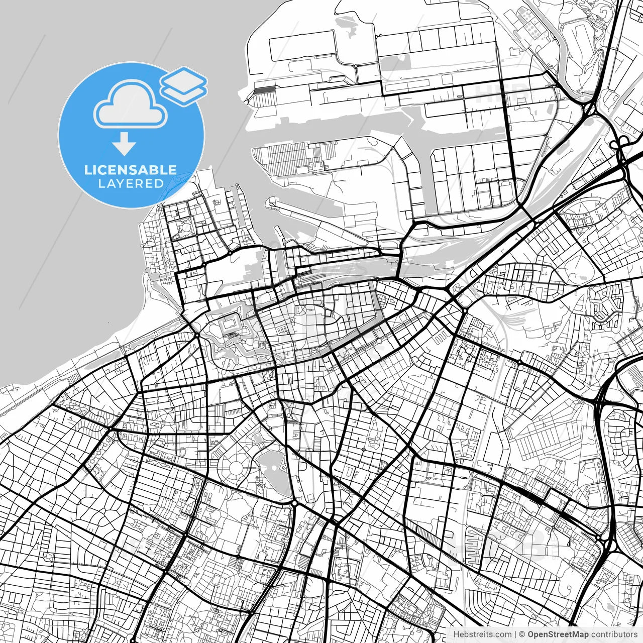 Layered PDF map of Malmö, Sweden