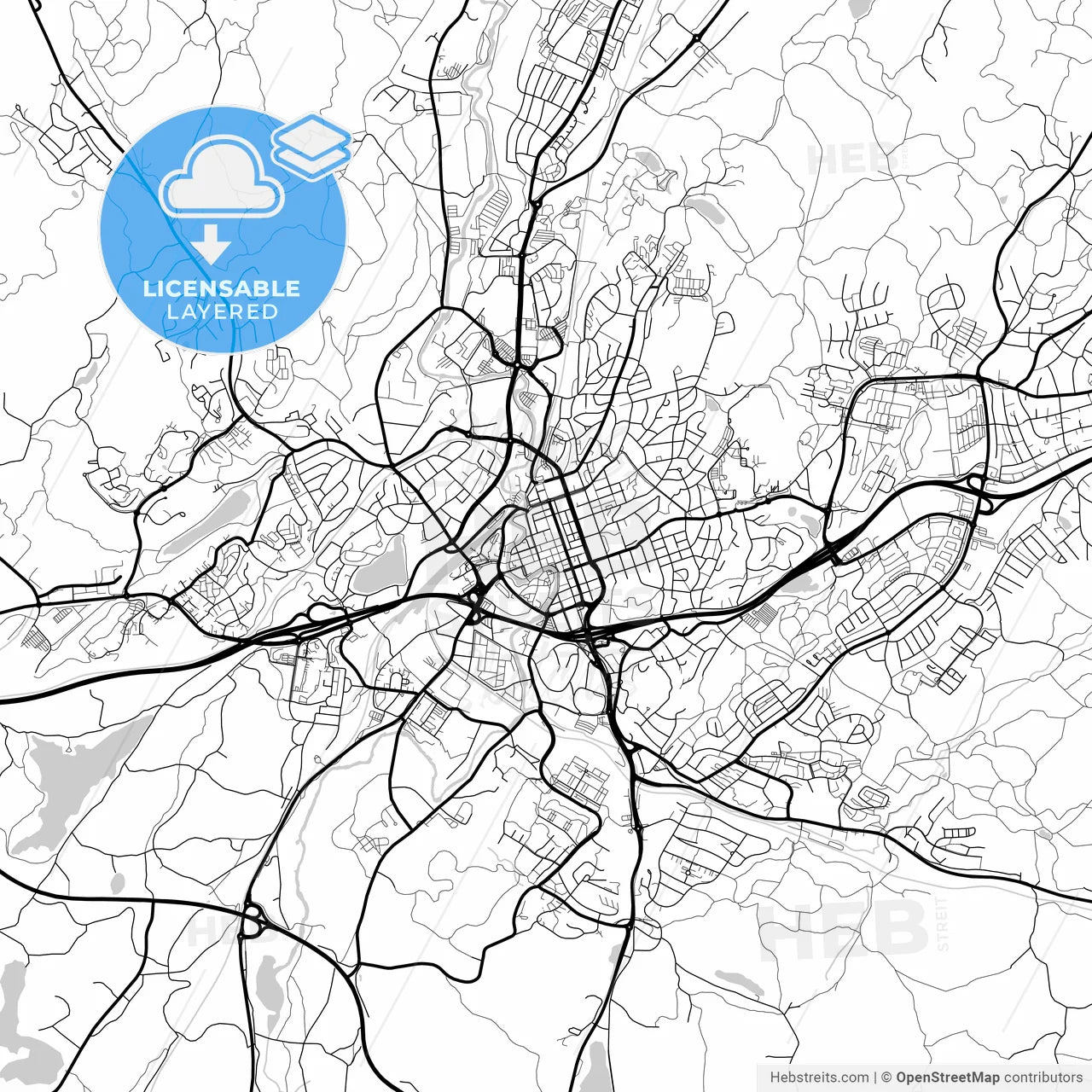 Layered PDF map of Borås, Sweden