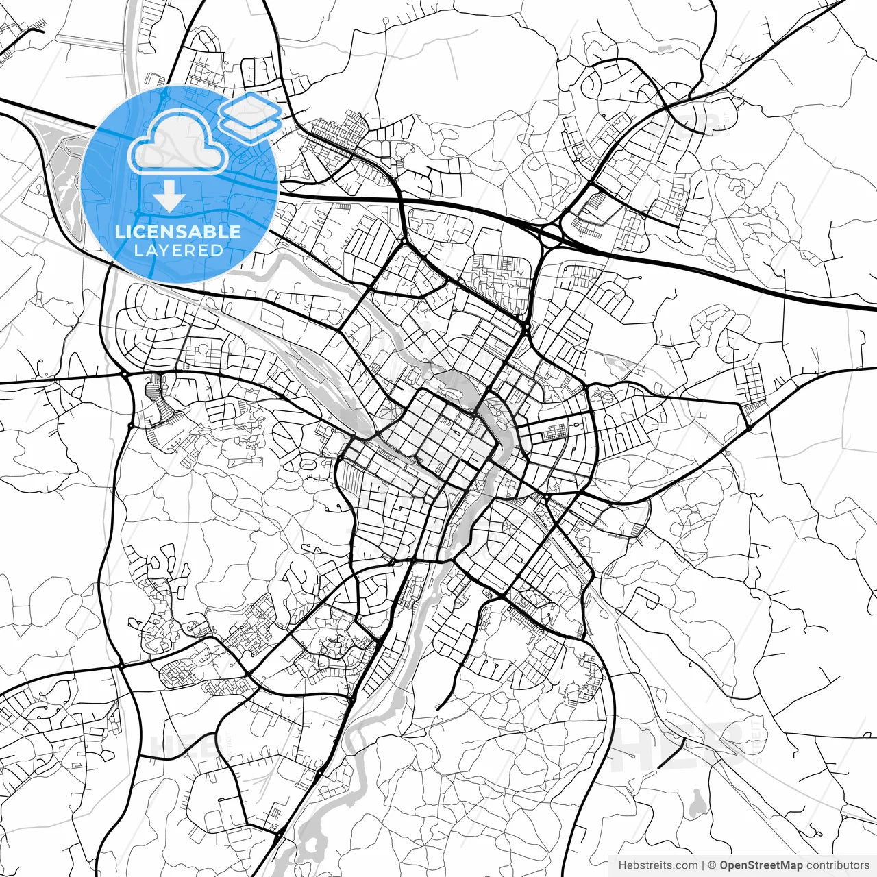 Layered PDF map of Eskilstuna, Sweden