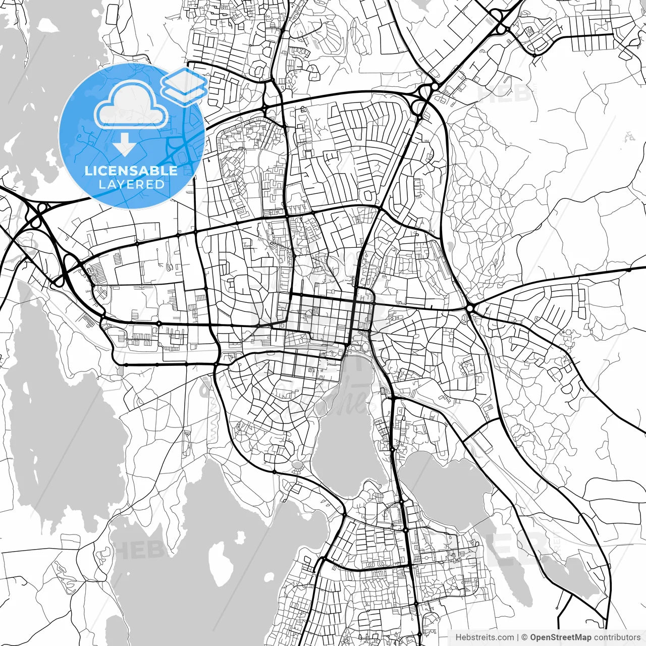 Layered PDF map of Växjö, Sweden