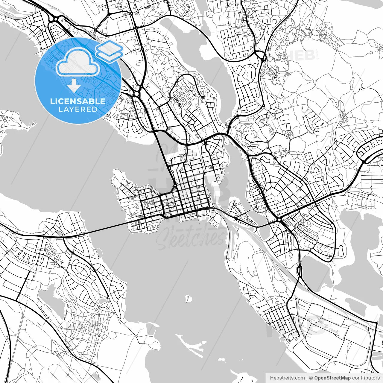 Layered PDF map of Luleå, Sweden