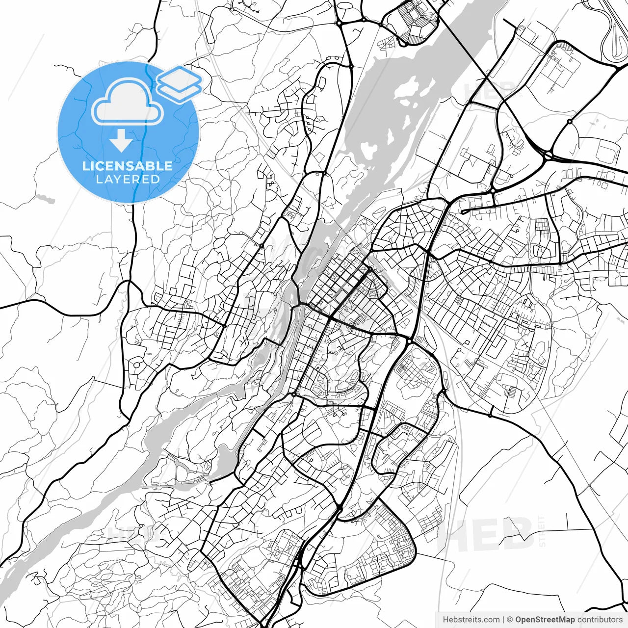 Layered PDF map of Trollhättan, Sweden