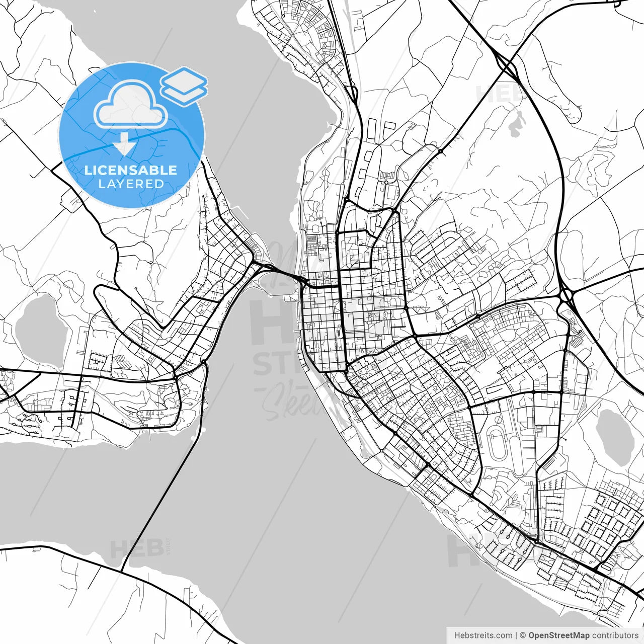 Layered PDF map of Östersund, Sweden