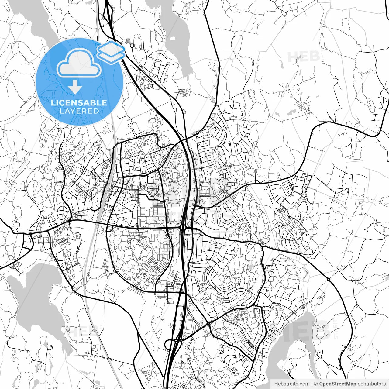 Layered PDF map of Upplands Väsby, Sweden