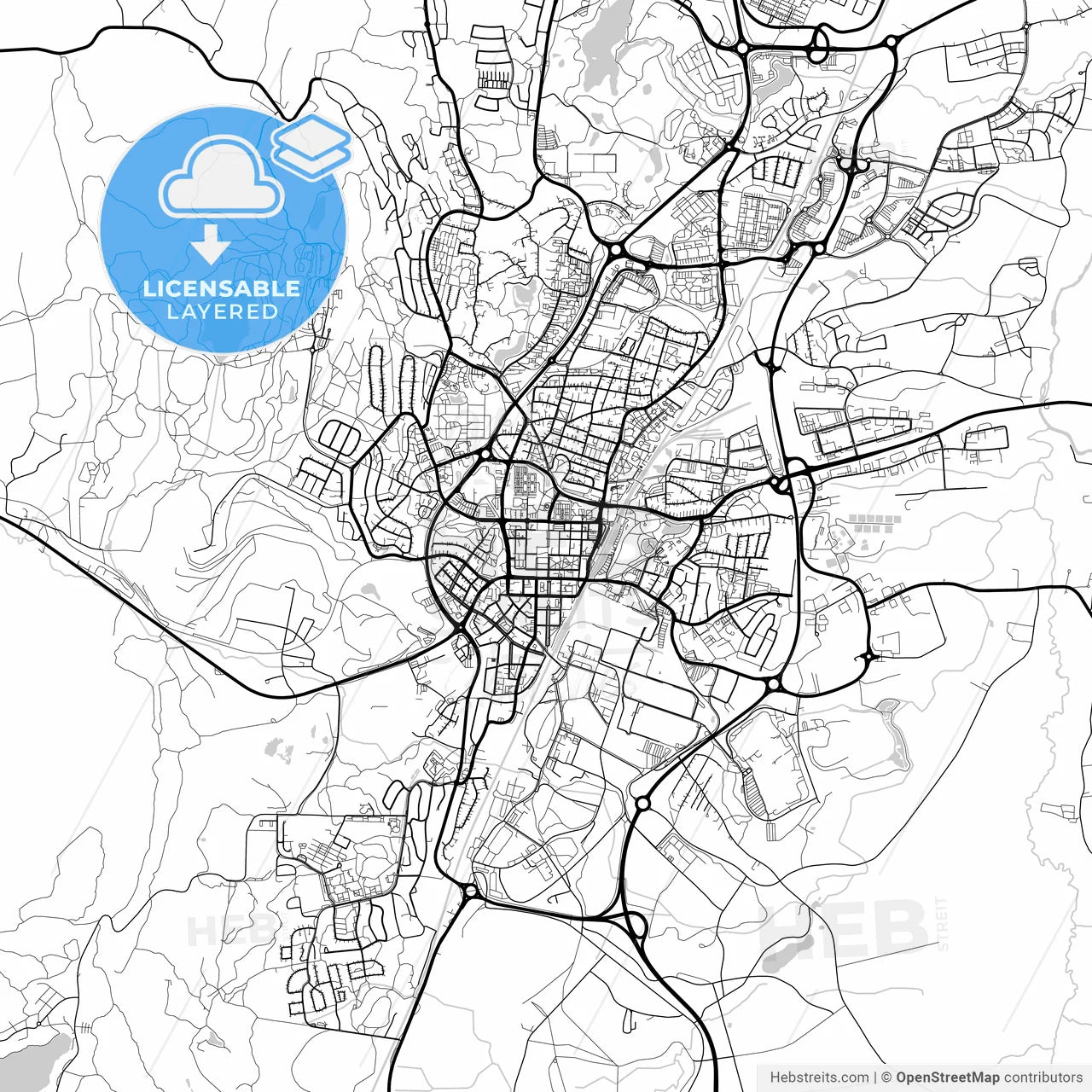 Layered PDF map of Skövde, Sweden