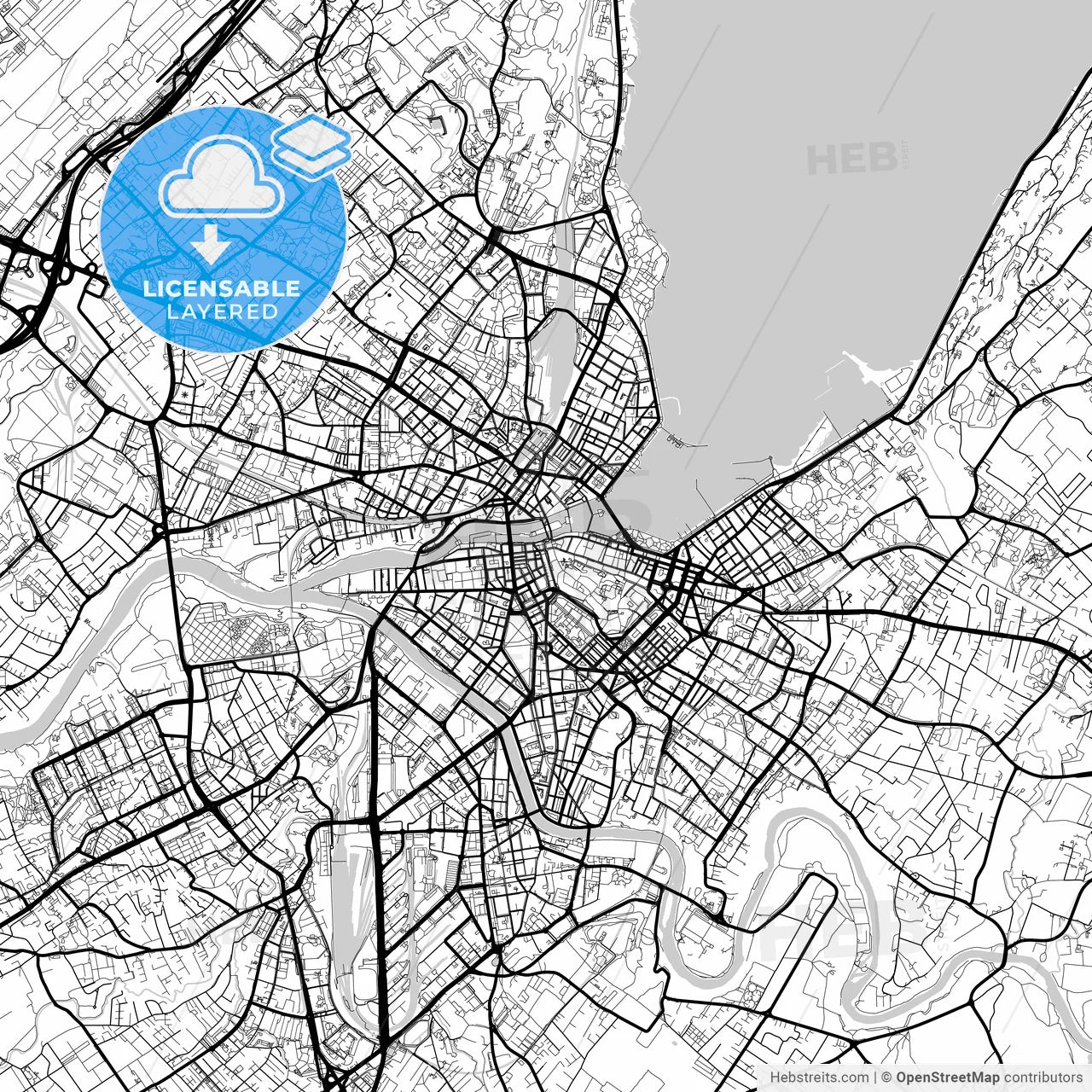 Layered PDF map of Geneva, Switzerland