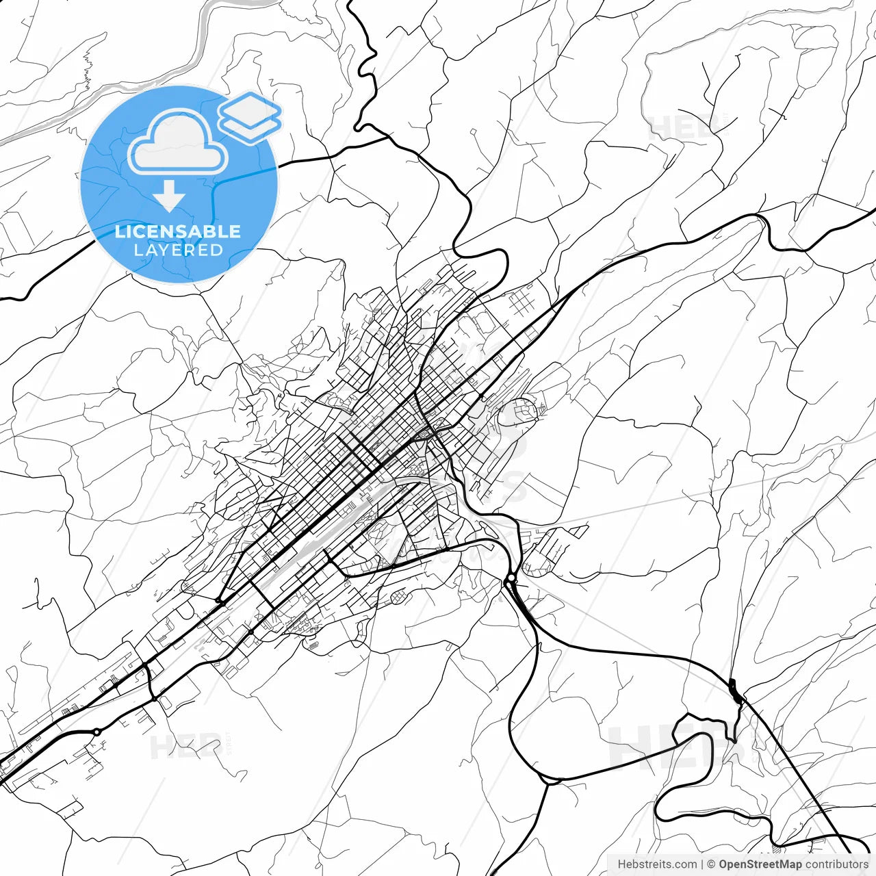 Layered PDF map of La Chaux-de-Fonds, Switzerland