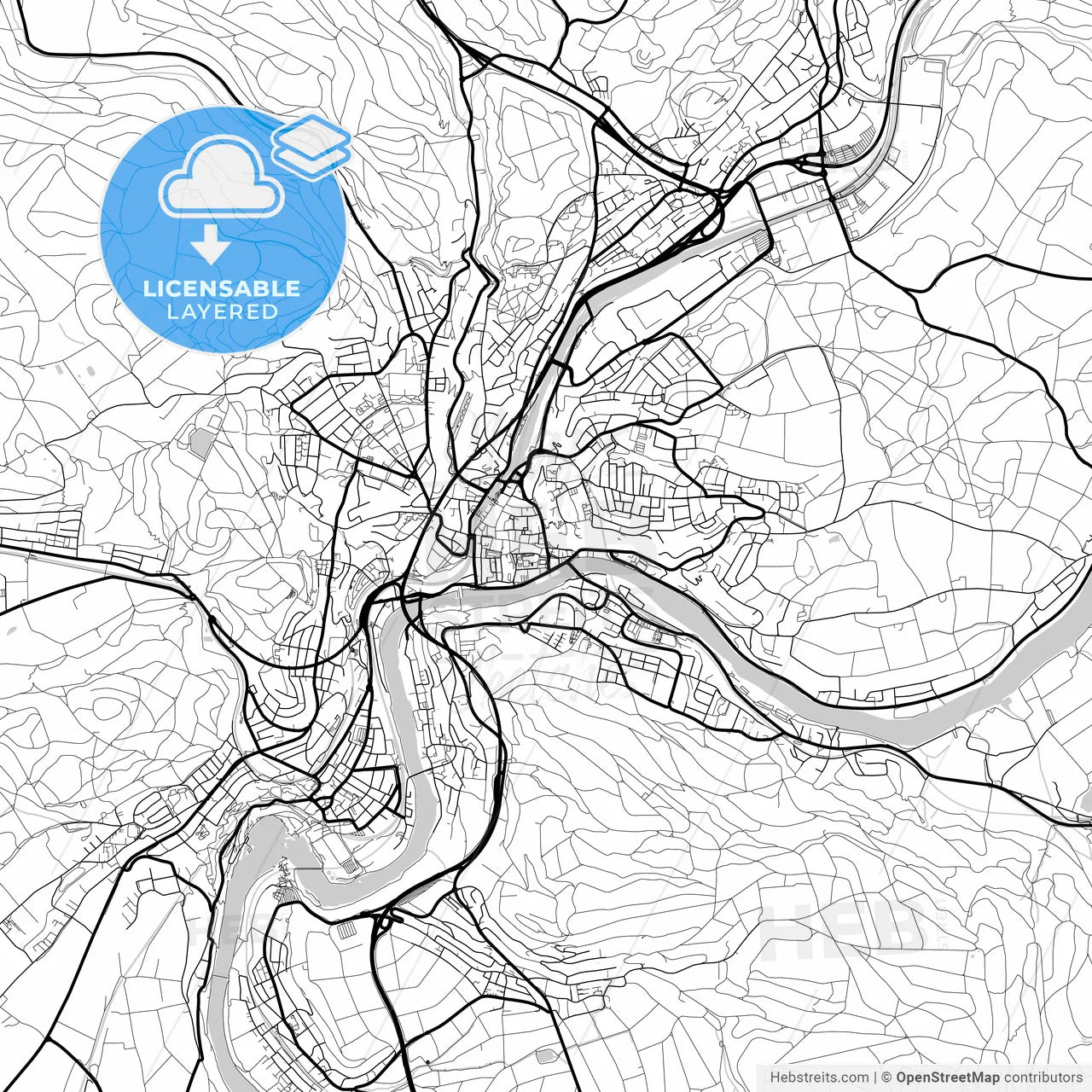 Layered PDF map of Schaffhausen, Switzerland