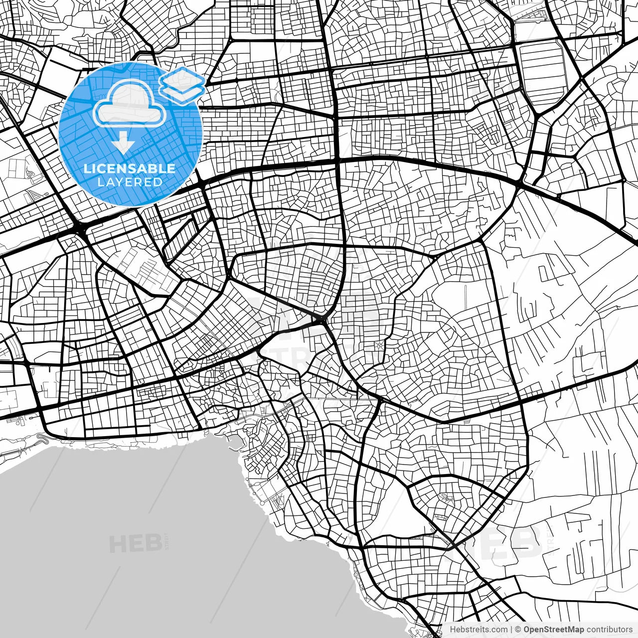 Layered PDF map of Antalya, Antalya, Turkey