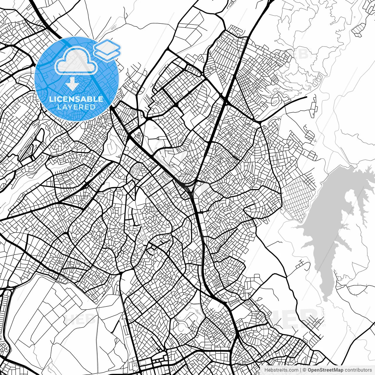 Layered PDF map of Denizli, Denizli, Turkey
