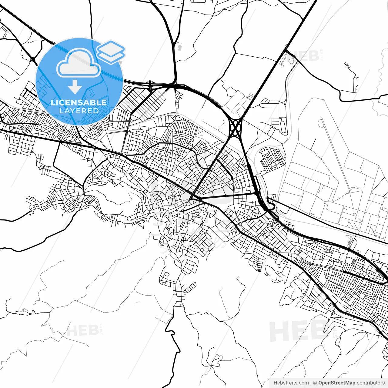 Layered PDF map of Kütahya, Kütahya, Turkey