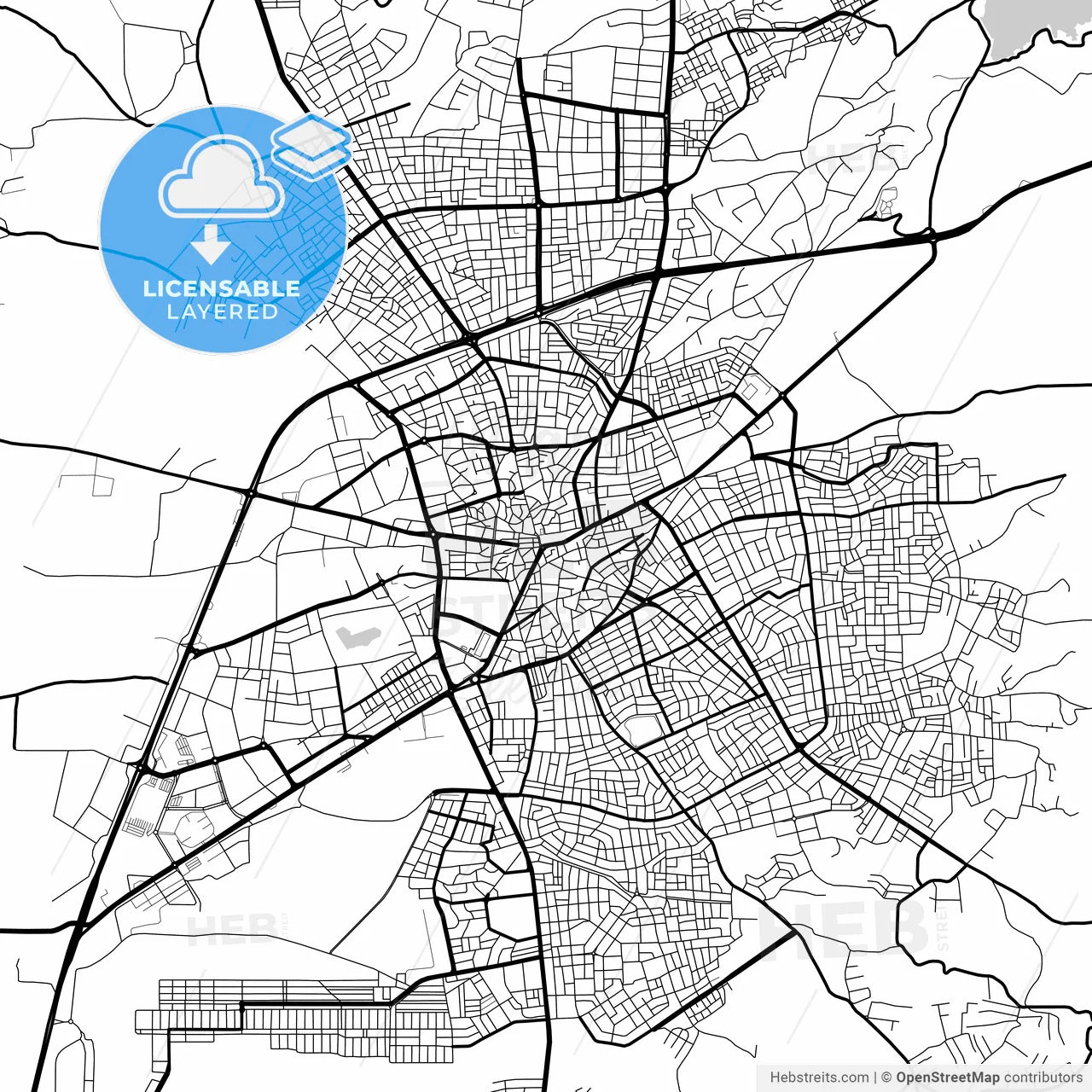 Layered PDF map of Çorum, Çorum, Turkey