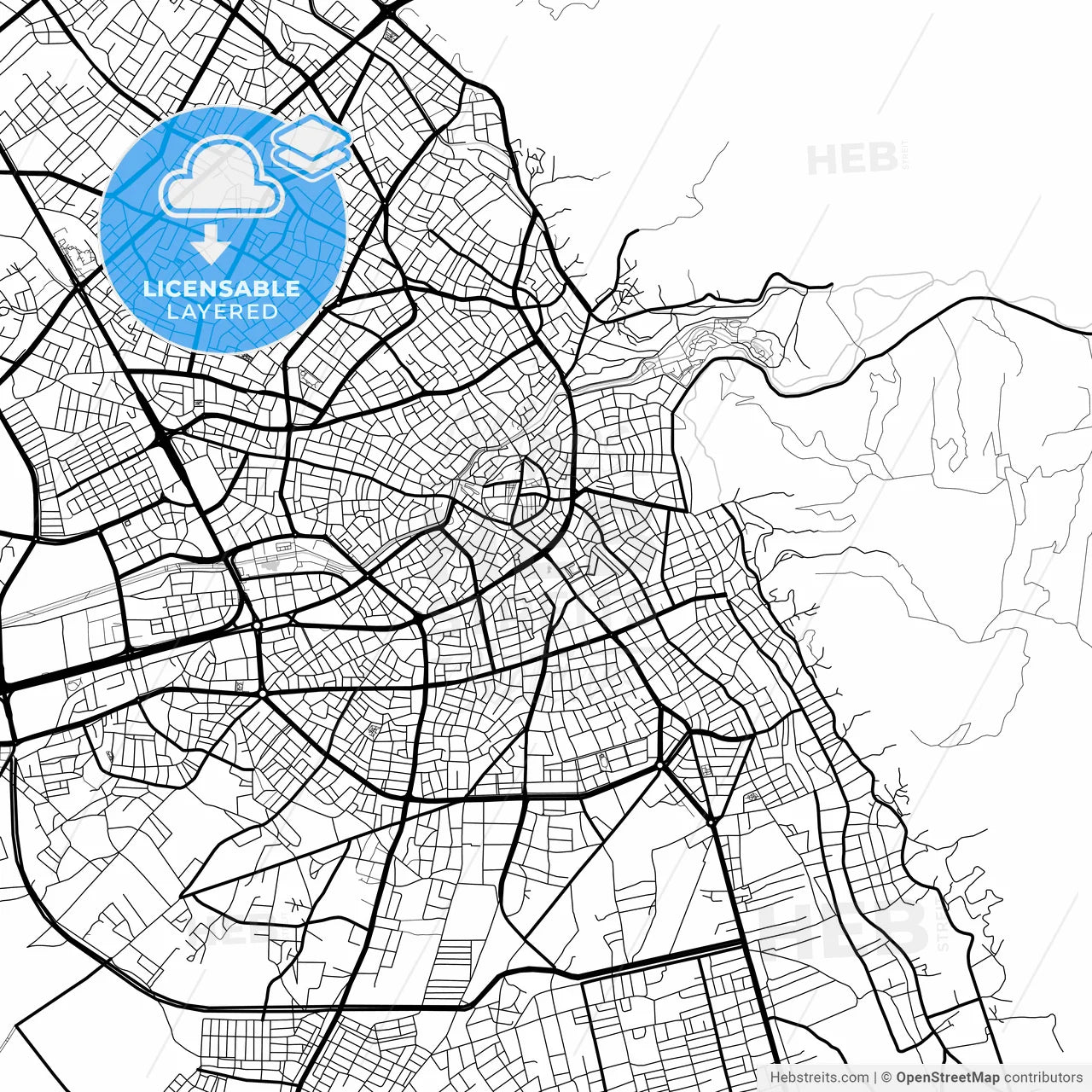 Layered PDF map of Aksaray, Aksaray, Turkey
