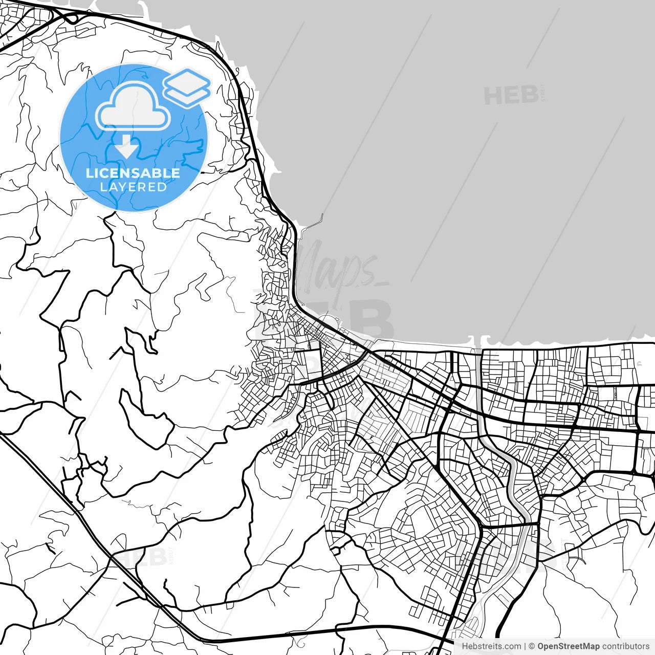 Layered PDF map of Ordu, Ordu, Turkey