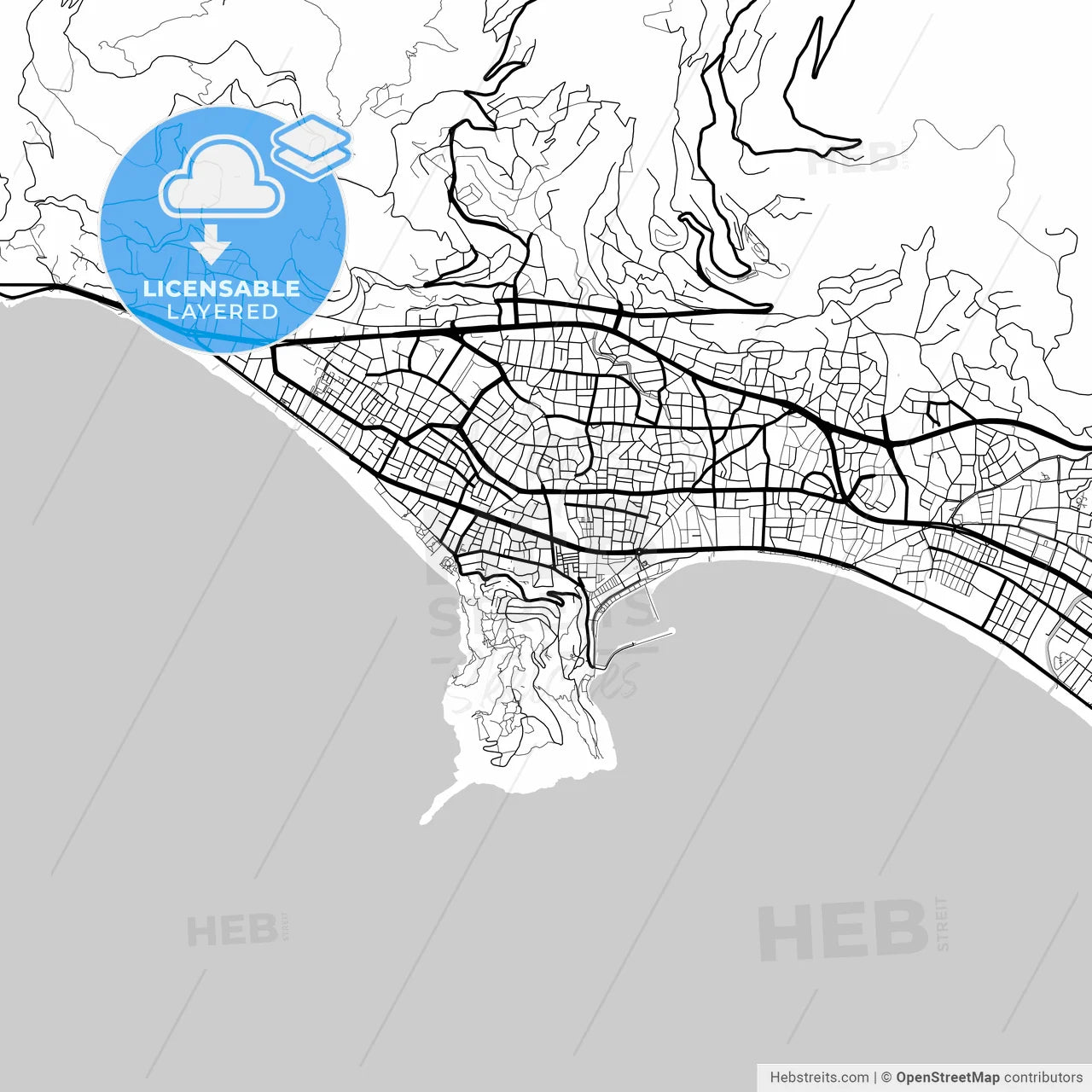 Layered PDF map of Alanya, Antalya, Turkey
