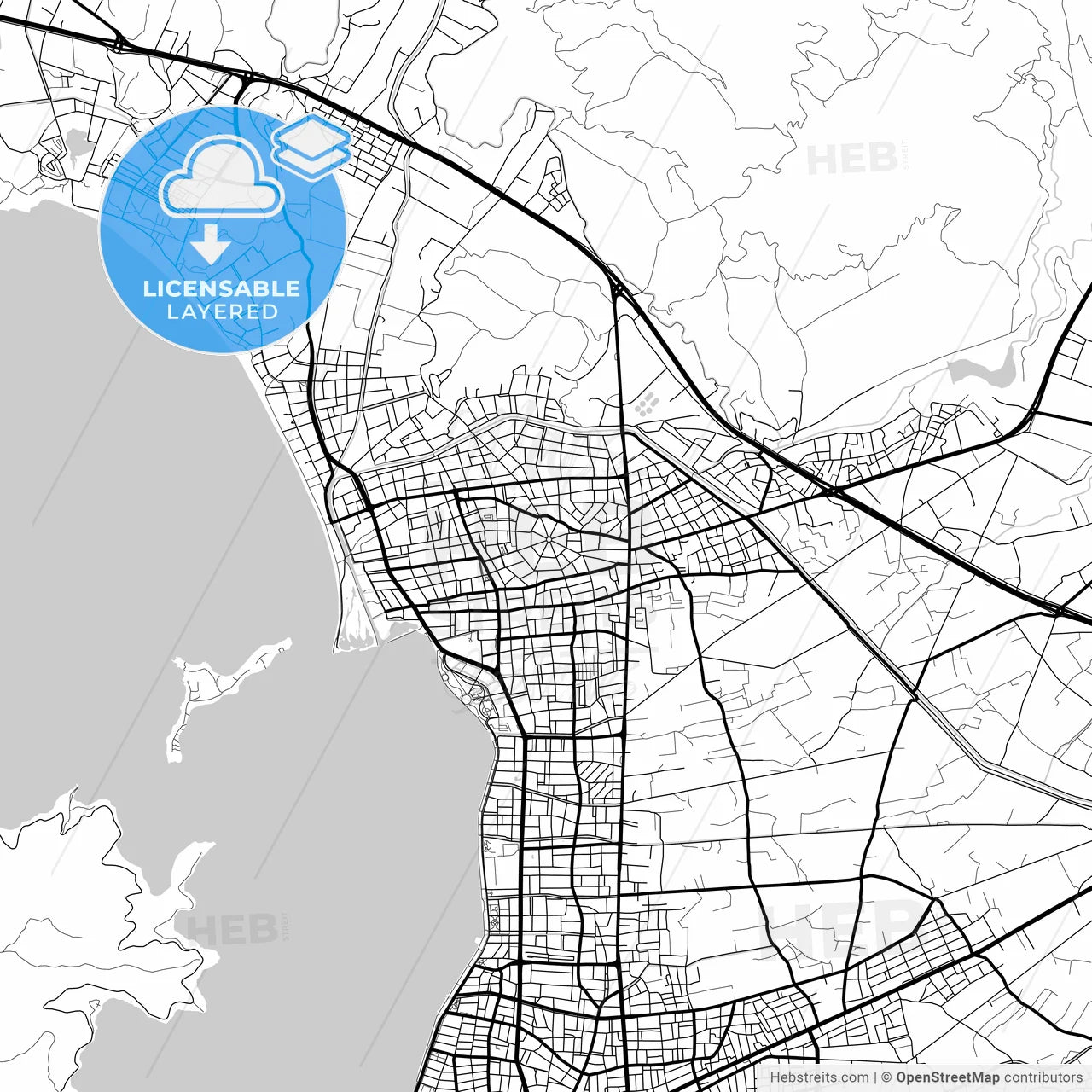 Layered PDF map of Fethiye, Muğla, Turkey
