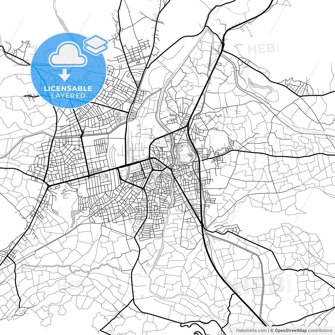 Layered PDF map of Turhal, Tokat, Turkey