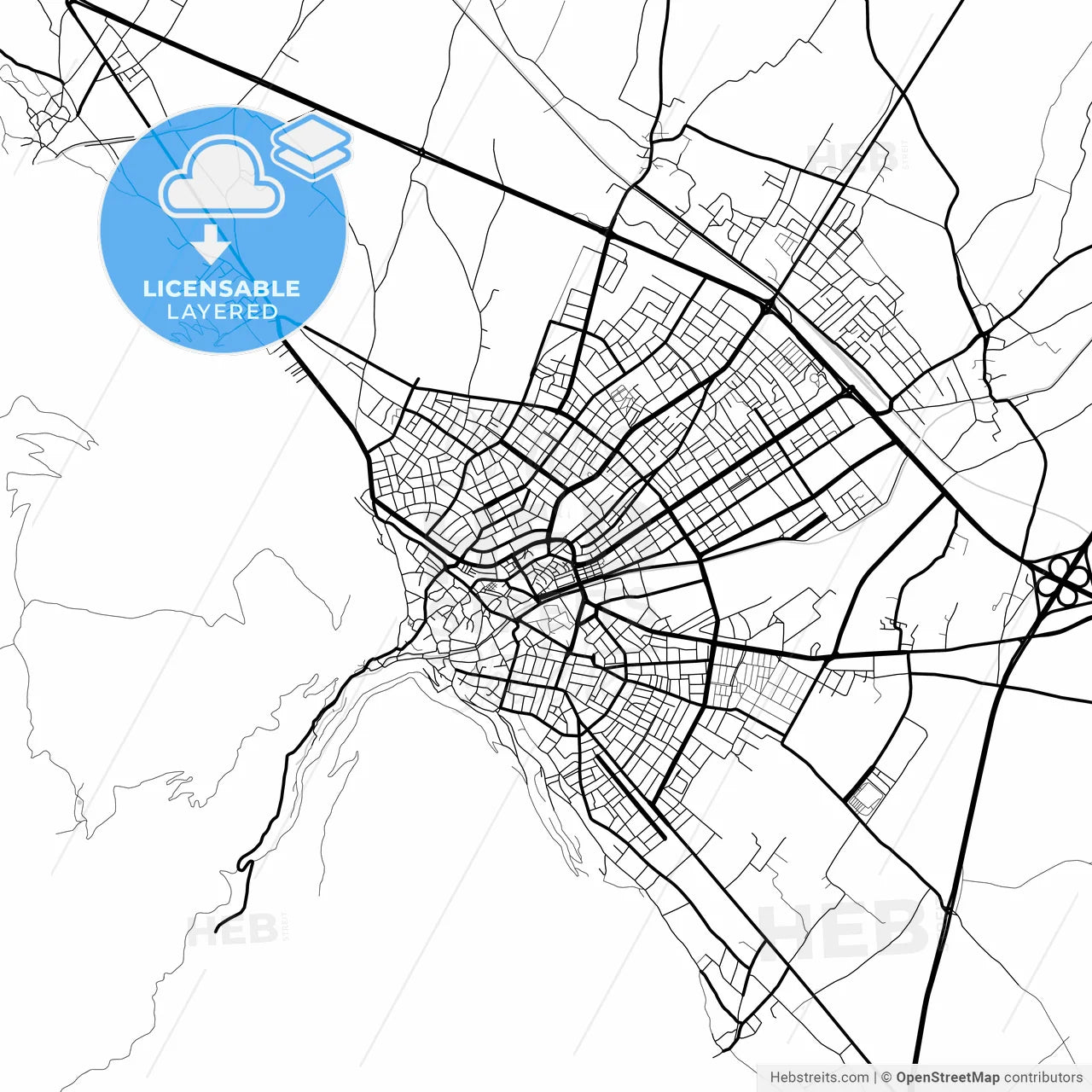 Layered PDF map of Akşehir, Konya, Turkey
