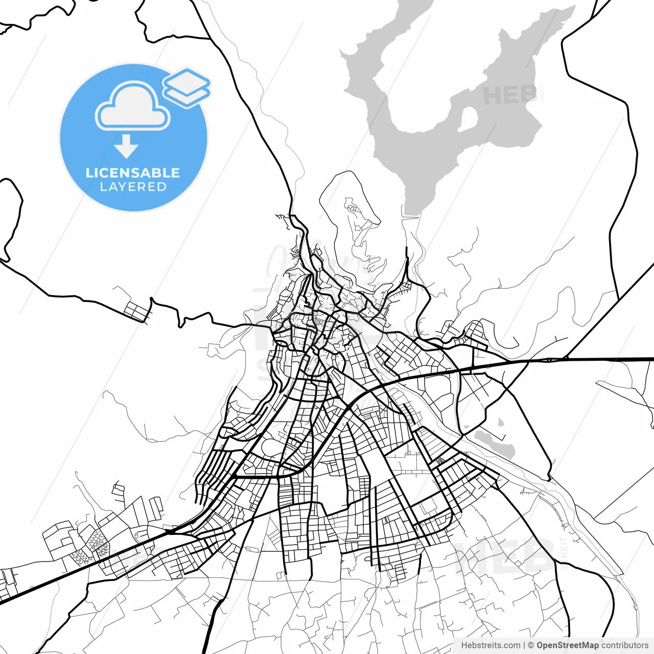 Layered PDF map of Bergama, İzmir, Turkey