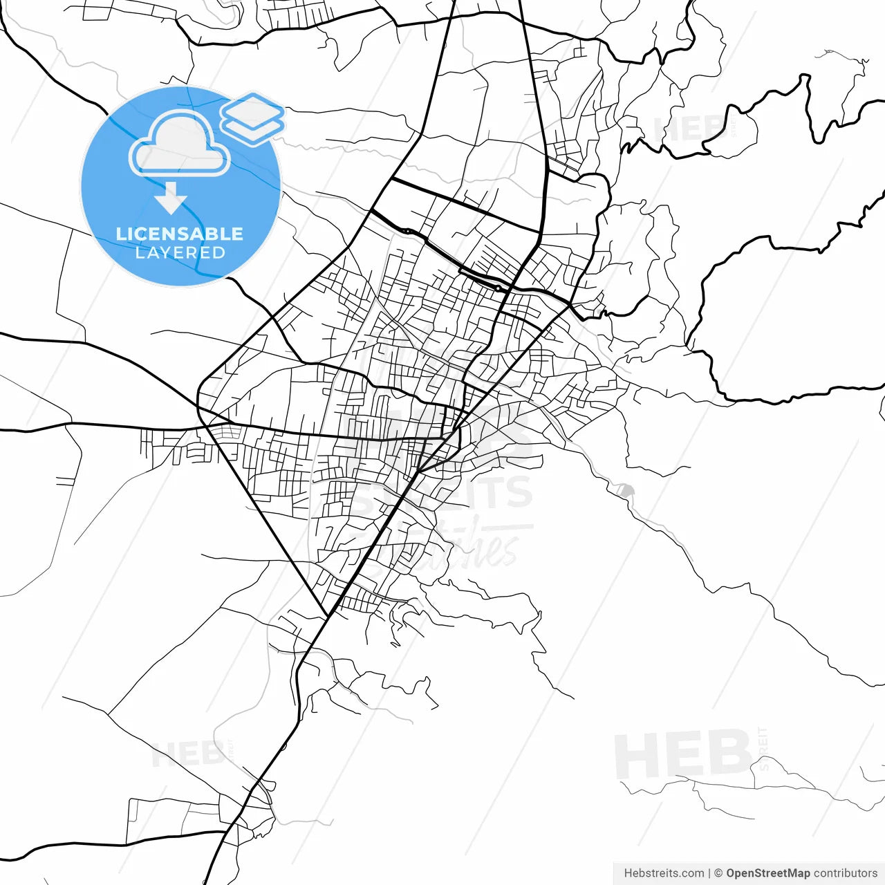 Layered PDF map of Düziçi, Osmaniye, Turkey