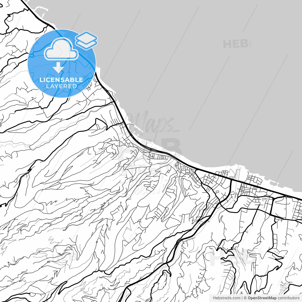 Layered PDF map of Akçaabat, Trabzon, Turkey