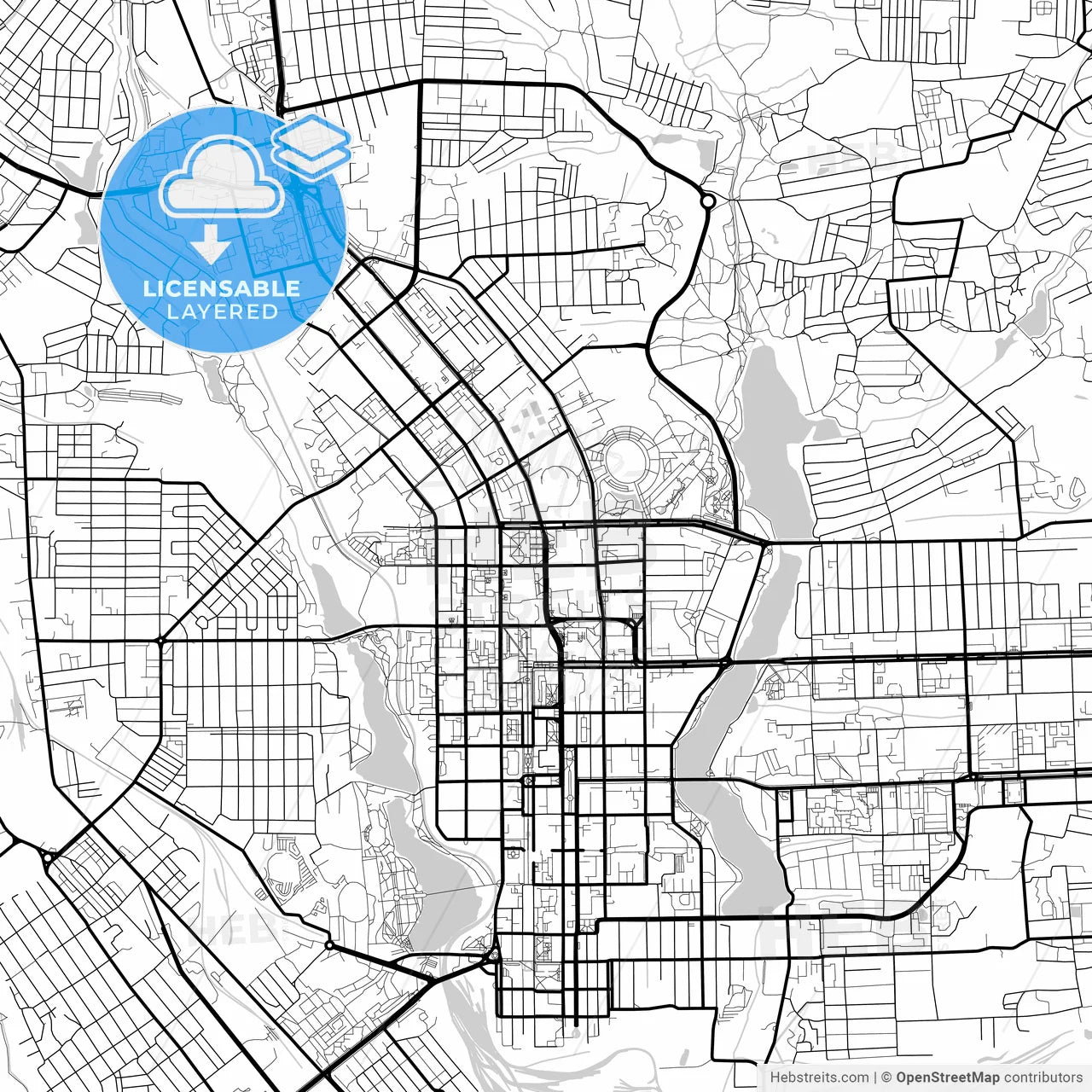 Layered PDF map of Donetsk, Donetsk Oblast, Ukraine