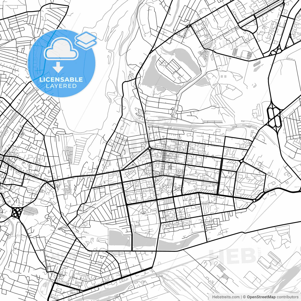 Layered PDF map of Kryvyi Rih, Dnipropetrovsk Oblast, Ukraine