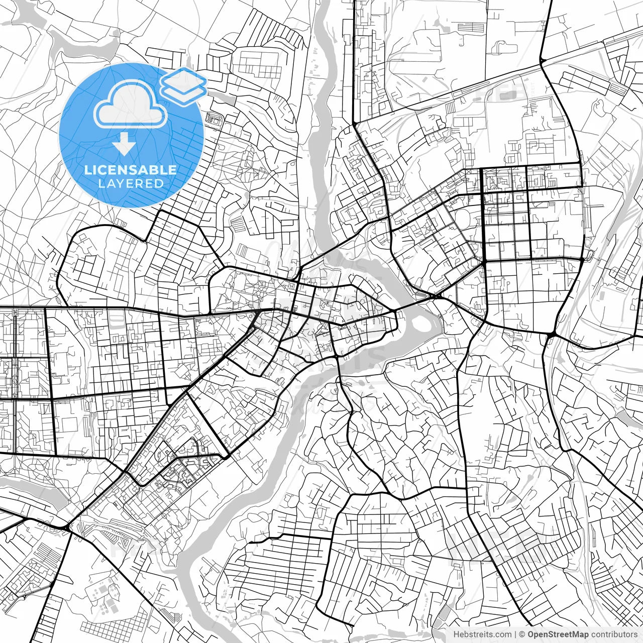 Layered PDF map of Vinnytsia, Vinnytsia Oblast, Ukraine