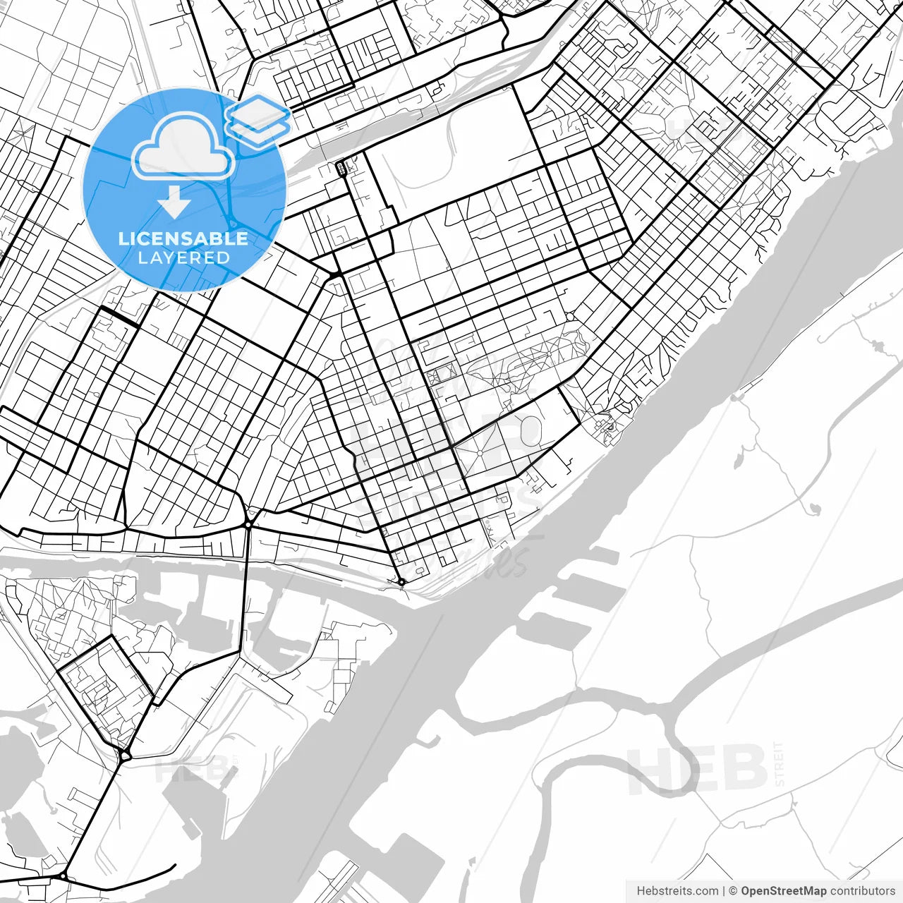 Layered PDF map of Kherson, Kherson Oblast, Ukraine