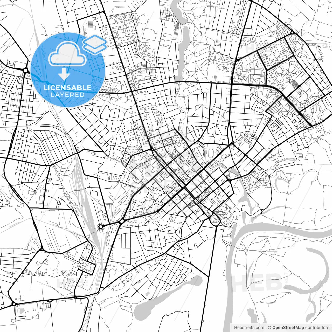 Layered PDF map of Chernihiv, Chernihiv Oblast, Ukraine