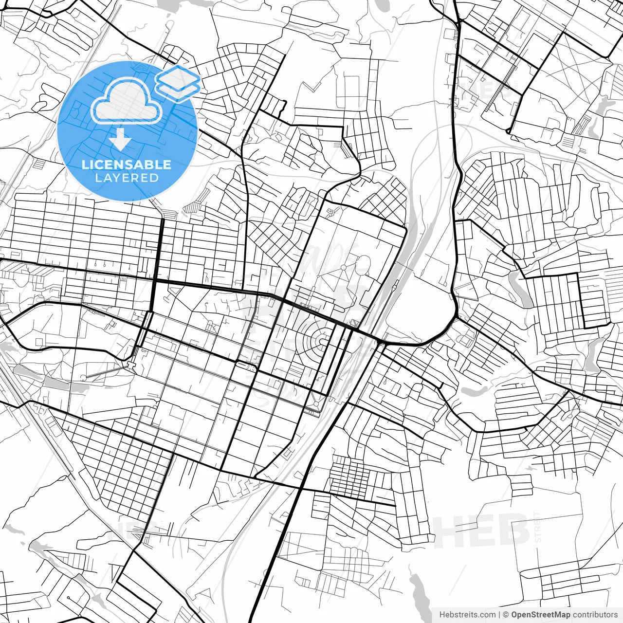 Layered PDF map of Horlivka, Donetsk Oblast, Ukraine