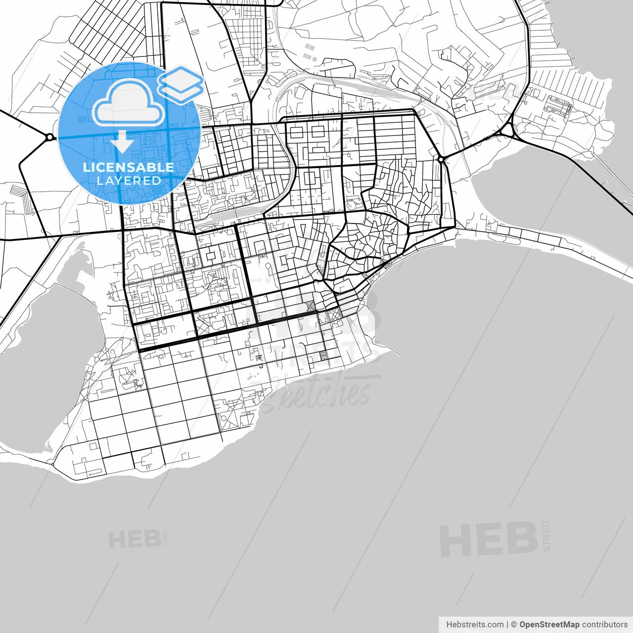 Layered PDF map of Yevpatoria, Crimea, Ukraine