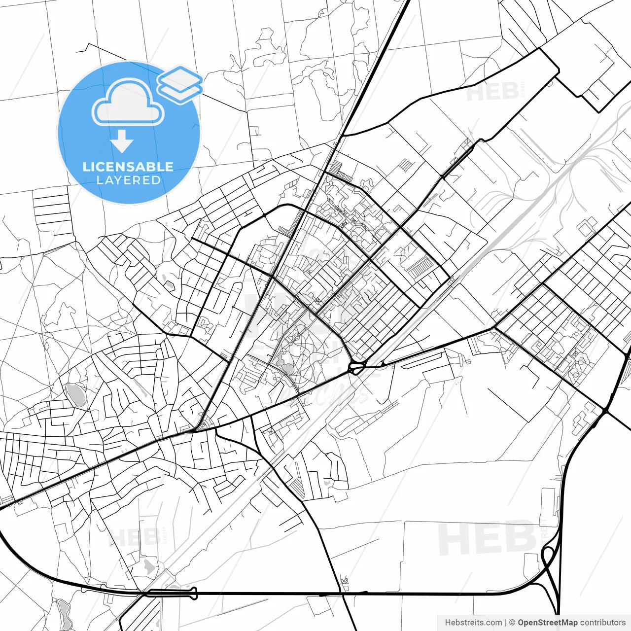 Layered PDF map of Brovary, Kyiv Oblast, Ukraine