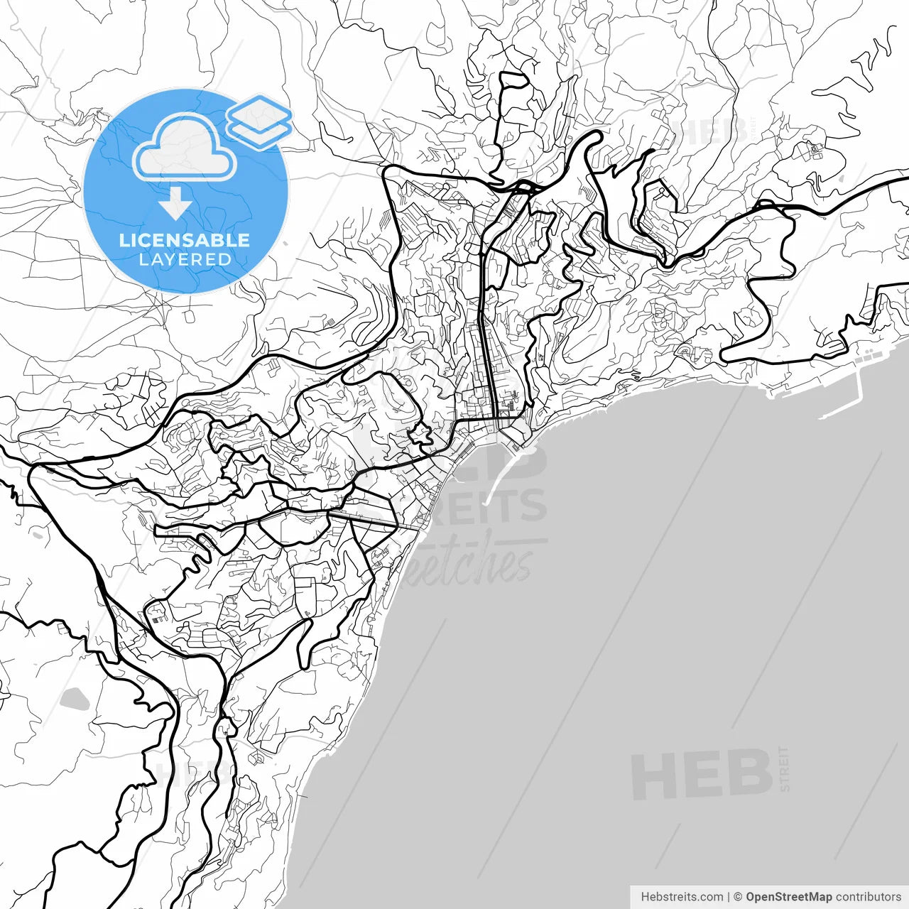 Layered PDF map of Yalta, Crimea, Ukraine